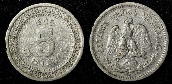 Mexico ESTADOS UNIDOS MEXICANOS 1905 M 5 Centavos 1st Year SCARCE KM# 421 (483)
