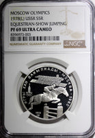 Russia Silver PROOF 1978 5 Roubles Olympics,Moscow Equestrian NGC PF69 UC Y# 157
