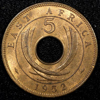 East Africa George VI Bronze 1952 5 Cents UNC KM# 33 (24 082)