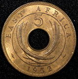 East Africa George VI Bronze 1952 5 Cents UNC KM# 33 (24 082)