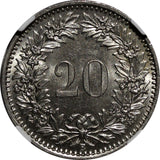 Switzerland 1944 B 20 Rappen NGC MS64  KM# 29a (014)