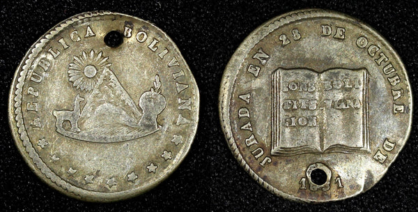 BOLIVIA Potosi Silver Medal 1851 October 28th 6th CONSTITUTION BOLIVIAN (28 155)