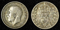 Great Britain George V Silver 1912 3 Pence  Maundy KM# 813 (28 327)
