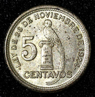 Guatemala Silver 1943 5 Centavos Philadelphia Mint UNC KM# 238.2 (28 124)