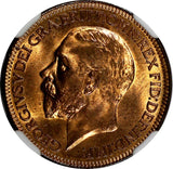 Great Britain George V (1910-1936) Bronze 1932 Farthing NGC MS65 RD KM# 825 (28)