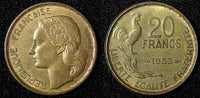 France Aluminum-Bronze 1953 20 Francs G.GUIRAUD 3 plumes  KM# 917.1 (28 260)