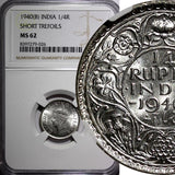 India-British George VI Silver 1940 (B) 1/4 Rupee NGC MS62 KM# 545 (026)