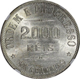 BRAZIL Silver 1907 2000 Reis NGC UNC DETAILS AR-0.900 33 mm KM# 508 (002)