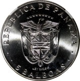 Panama Silver 1970 FM 5 Balboas NGC MS66 Central American Games KM#28 (018)