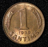 Latvia Bronze 1939 1 Santims Nice Red Brown KM# 10 (28 725)