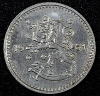 FINLAND Iron 1951 H 1 Markka  Soft Struck KM# 30b (27 184)