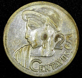 Guatemala Silver 1958 25 Centavos Mintage-394 361 27mm Toned KM# 258 (24 644)