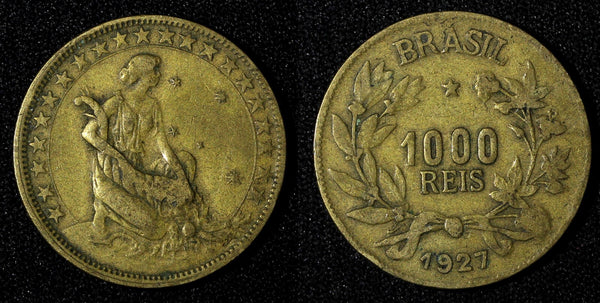 Brazil Aluminum-Bronze 1927 1000 Reis KM# 525 (27 616)