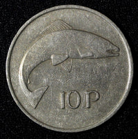 Ireland Republic Copper-Nickel 1975 10 Pence Salmon KM# 23 (28 021)