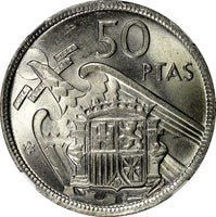 SPAIN Francisco Franco 1957 (59) 50 Pesetas NGC MS65 GEM BU KM# 788 (046)