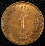 RHODESIA Bronze 1970 1 Cent TONING KM# 10  (24 988)
