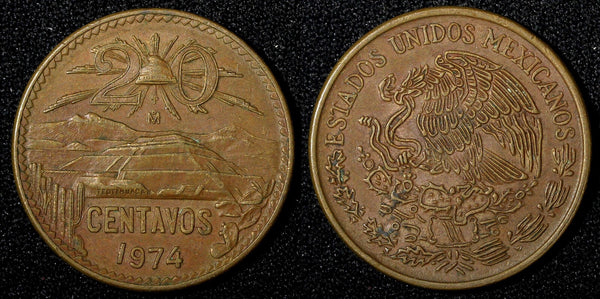 Mexico ESTADOS UNIDOS MEXICANOS Bronze 1974 Mo  20 Centavos KM# 441 (27 523)