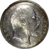 India-British Edward VII Silver 1909(B) Rupee Silver (.917) NGC MS61 KM# 508 (0)