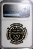 HUNGARY PROOF 1990 BP 100 Forint Hungarian Theater NGC PF66 ULTRA CAMEO KM# 701