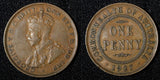 Australia George V Copper 1927 1 Penny Melbourne Mint KM# 23 (27 694)