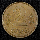 DENMARK Christian X Bronze 1923 2 Øre Last Year Type aUNC KM# 813.2 (27 228)