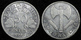 France Aluminum 1943  50 Centimes WWII Issue aUNC KM# 914.1 (24 976)