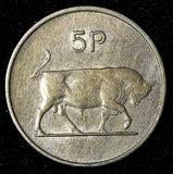 Ireland Republic Copper-Nickel 1969 5 Pence Bull 1st Year Type KM# 22 (28 852)