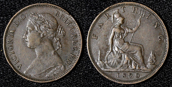 Great Britain Victoria Bronze 1890 Farthing KM# 753  (28 315)