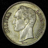 Venezuela Silver 1945 2 Bolivares 27 mm Philadelphia Mint 1 Year Type Y# 23a (0)