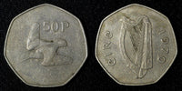 Ireland Republic Copper-Nickel 1970 50 Pence 30 mm 1st Year Type KM# 24 (28 020)