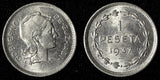 Spain Civil War EUZKADI 1937 1 Peseta 1 Year Type Brussels Mint  UNC KM# 1 (98)