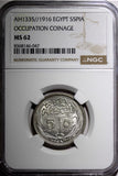 EGYPT Hussein Kamel Silver AH1335 1916 5 Piastres NGC MS62 KM# 318.1 (047)