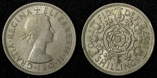 Great Britain Elizabeth II 1957 Florin 2 Shillings KM# 906  (28 214)