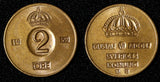 Sweden Gustaf VI Adolf Bronze 1959 TS 2 Ore GEM BU  KM# 821 (30 195)