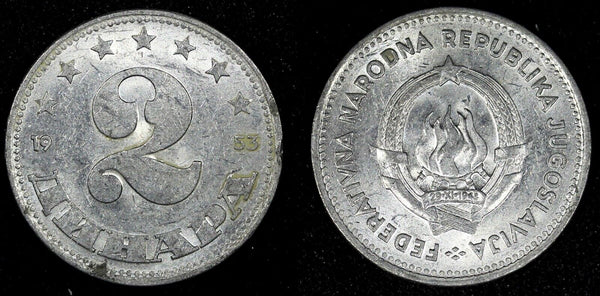 Yugoslavia Aluminum 1953 2 Dinara 1 Year Type 	22.2 mm KM# 31 (24 544)