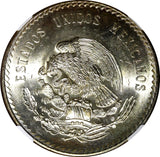 MEXICO Silver 1947 Mo 5 Pesos NGC MS64 Cuauhtemoc 40mm Nice Toned KM# 465 (026)