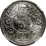 India-British George V Silver 1920 (C) Rupee NGC MS63 Calcutta Mint KM# 524 (01)