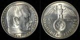 Germany - Third Reich Silver 1938 E 2 Reichs Mark Hindenburg aUNC/UNC KM# 93 (7)