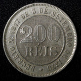 BRAZIL Pedro II Copper-Nickel 1889 200 Reis 32 mm Mint-511,000  KM# 484 (27 798)