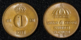 Sweden Gustaf VI Adolf Bronze 1961 U 1 Ore GEM BU Toned KM# 820 (30 225)