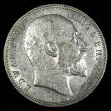 India-British Edward VII Silver 1907 Rupee incused "B" Silver (.917) KM# 508 (2)