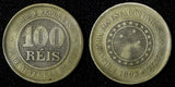 BRAZIL Copper-Nickel 1893 100 Reis 27  mm  KM# 492 (27 816)