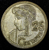 Guatemala Silver 1958 25 Centavos Mintage-394 361 27mm Toned KM# 258 (24 647)