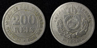 BRAZIL Pedro II Copper-Nickel 1874 200 Reis 32 mm KM# 478 (27 810)
