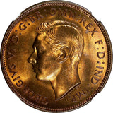 GREAT BRITAIN George VI Bronze 1937 1 Penny NGC MS65 RB TONING KM# 845 (012)