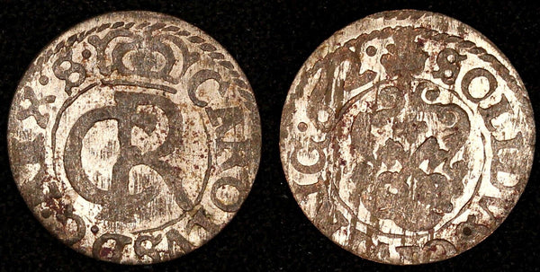 LIVONIA Riga CARL XI of Sweden (1660-1697)Silver 1662 Solidus VF KM#55 (26 603)