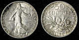 FRANCE Silver 1916 50 Centimes KM# 854   (28 502)