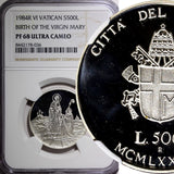 VATICAN Virgin Mary Silver Proof 1984 R 500 Lire  NGC PF68 ULTRA CAMEO KM#184(6)