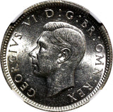 Great Britain George VI Silver 1943 6 Pence NGC MS61 KM# 852 (003)
