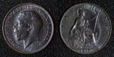 Great Britain George V  Bronze 1917 Farthing Dark finish  KM# 808.1  ( 28 017)